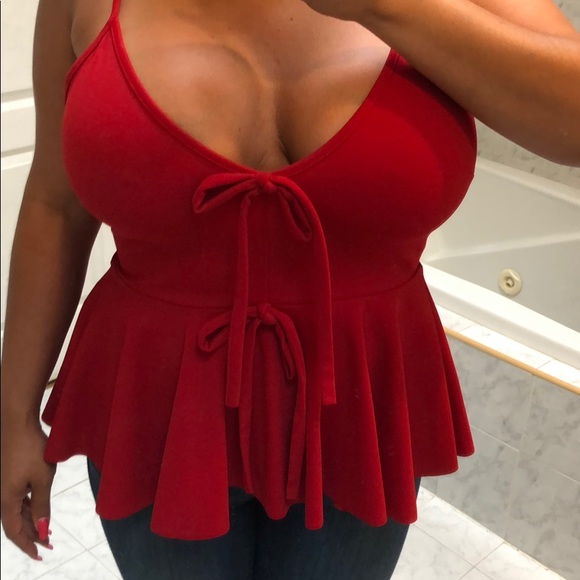 Red Peplum top - Picture 6 of 6